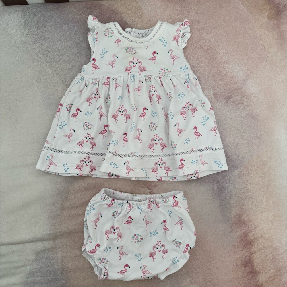 Flamingo Print Dress and Bloomers Set